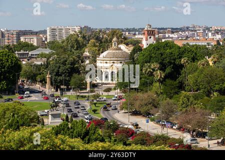 Sevilla, 22.06.2021. Bericht über das Gebäude des Provinzgerichts von Sevilla und seine versteckten Ecken. Blick auf Sevilla vom Provinzgericht. Foto: Vanessa Gómez. ARCHSEV. Quelle: Album / Archivo ABC / Vanessa Gómez Stockfoto