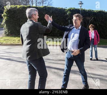 Santiago de Compostela, 19.02.2024. Sitzung des Verwaltungsrats der PP Gallego. Foto: Miguel Muñiz. Archdc. Quelle: Album / Archivo ABC / Miguel Muñiz Stockfoto