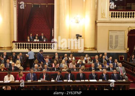 Madrid, 19.10.2023. Senatspalast. Auftritt der verschiedenen Regionalpräsidenten vor der Generalkommission der Autonomen Gemeinschaften des Senats in einer Debatte über die wirksame Anwendung der Gleichheitsgrundsätze vor dem Recht aller Spanier. Pere Aragonés, Alfonso Rueda, Juanma Moreno, Mañueco, Marga Prohens, Juan Espadas, Fernandez Vara... Foto: Jaime García. ARCHDC. Quelle: Album / Archivo ABC / Jaime García Stockfoto