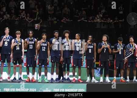 US Basketball U18 Nationalmannschaft. FIBA Basketball Americup U18 Champions - Buenos Aires 2024 Stockfoto