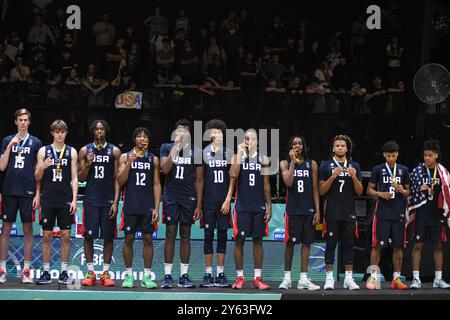 US Basketball U18 Nationalmannschaft. FIBA Basketball Americup U18 Champions - Buenos Aires 2024 Stockfoto