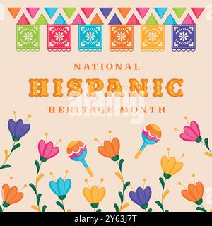 National Hispanic Heritage Month Banner mit Papel Picado, Vektor Stock Vektor