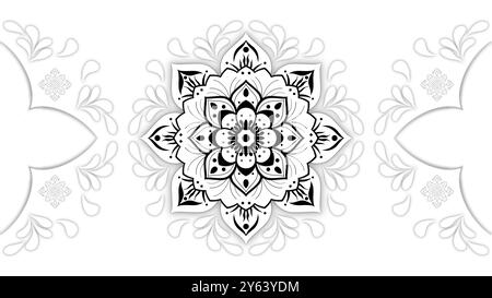 Kreismuster in Form eines Mandalas. Henna Tatoo Mandala. Mehndi-Stil. Dekoratives Muster im orientalischen Stil, luxuriöser Mandala-Hintergrund Stockfoto