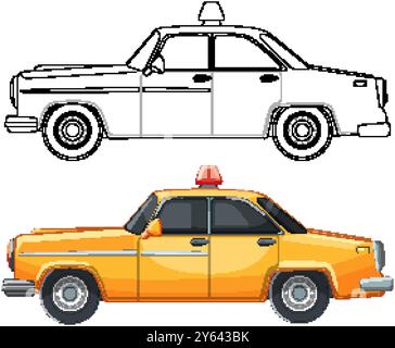 Vektordarstellung eines gelben Taxifahrzeugs Stock Vektor