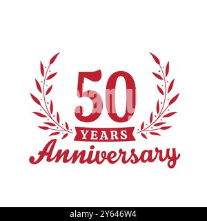Design-Vorlage zum 50-jährigen Jubiläum. Logotype zum 50. Jahrestag. Vektor und Illustrationen. Stock Vektor