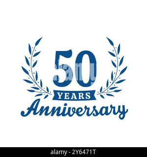 Design-Vorlage zum 50-jährigen Jubiläum. Logotype zum 50. Jahrestag. Vektor und Illustrationen. Stock Vektor