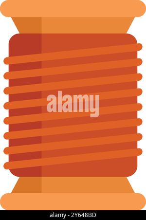 Diese Holzspule hält orangefarbene Garne, die zum Nähen und Schneiden verwendet werden Stock Vektor