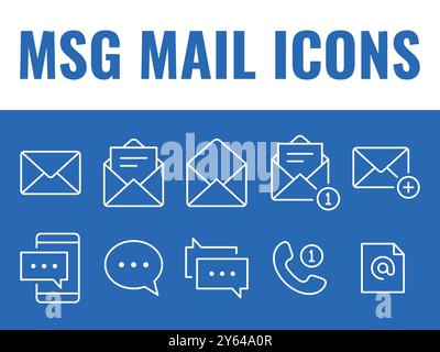 MSG Mail-Symbole legen den Vektor fest. Vektorsymbole für E-Mail-Kommunikation. E-Mail-Vektor der nachricht Stock Vektor