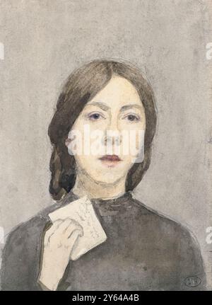 Gwen John (1876–1939), Selbstporträt mit einem Brief, Gemälde des walisischen Künstlers Gwendolen Mary John in Bleistift und Aquarell, 1907-1909 Stockfoto