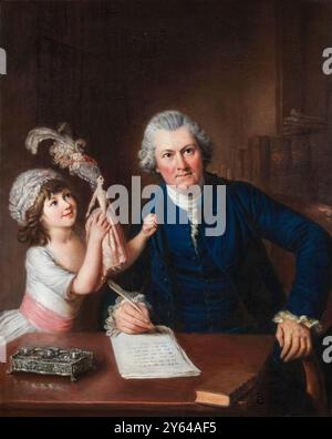 Christopher Anstey (1724–1805), englischer Schriftsteller und Dichter mit seiner Tochter Mary Ann, Porträtgemälde in Öl auf Leinwand von William Hoare, um 1776 Stockfoto