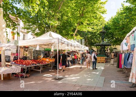 Sonntag wöchentlich traditioneller Freiluftmarkt, Meze, Herault, Occitanie, Frankreich, Europa Stockfoto