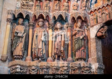 Portada gotica de la Colegiata de Santa Maria la Real de Toro, Zamora, Spanien. Stockfoto