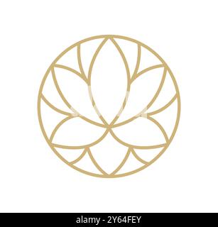 Vektor einfache Blume Logo beige Linie Design. Elegantes Element im trendigen linearen Stil. Abstraktes Emblem für Blumengeschäfte oder Studios, Hochzeit Stock Vektor