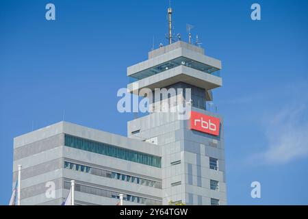 RBB, Hochhaus, Sendezentrum, Rundfunk Berlin Brandenburg, Masurenallee, Charlottenburg, Berlin, Deutschland *** RBB, Hochhaus, Sendezentrum, Rundfunk Berlin Brandenburg, Masurenallee, Charlottenburg, Berlin, Deutschland Stockfoto