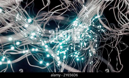 3D-Rendering neuronaler Verbindungen Stockfoto