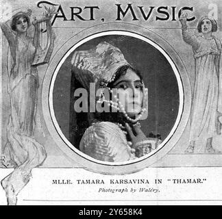 Die russische Ballerina Tamara Karsavina ist hier im Kostüm zu sehen und erscheint in Thamar im Covent Garden in London . 15. Juni 1912 Stockfoto