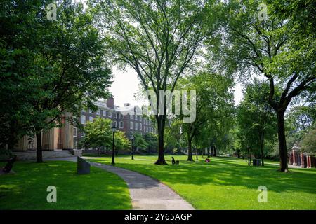 Blick auf den Campus der Brown University, College Hill Viertel von Providence, Rhode Island, USA. Stockfoto