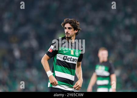 Lissabon, Portugal. September 2024. Francisco Trincao (Sporting CP) wurde während des Liga Portugal-Spiels zwischen den Teams Sporting CP und AVS Futebol SAD im Estadio Jose Alvalade gesehen. Endpunktzahl 3:0 (Foto: Maciej Rogowski/SOPA Images/SIPA USA) Credit: SIPA USA/Alamy Live News Stockfoto