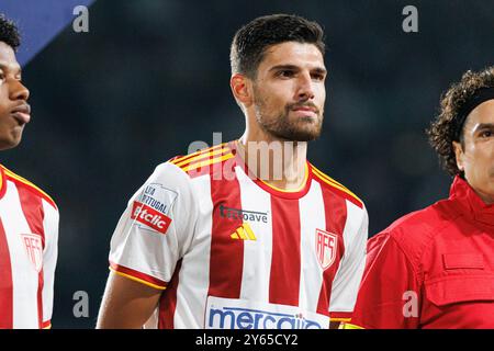 Lissabon, Portugal. September 2024. Baptiste Roux (AVS) wurde während des Spiels der Liga Portugal zwischen den Teams Sporting CP und AVS Futebol SAD im Estadio Jose Alvalade gesehen. Endpunktzahl 3:0 (Foto: Maciej Rogowski/SOPA Images/SIPA USA) Credit: SIPA USA/Alamy Live News Stockfoto