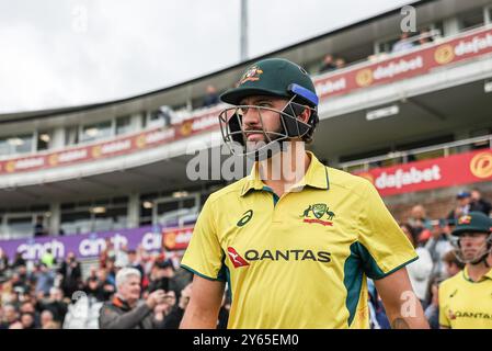 Chester Le Street, Großbritannien. September 2024. Matthew Short of Australia geht beim dritten Metro Bank One Day International Match England gegen Australien am 24. September 2024 in Chester-le-Street, Großbritannien, in Chester-le-Street, Großbritannien, am 24. September 2024 (Foto: Mark Cosgrove/News Images) in Chester-le-Street, Großbritannien. (Foto: Mark Cosgrove/News Images/SIPA USA) Credit: SIPA USA/Alamy Live News Stockfoto