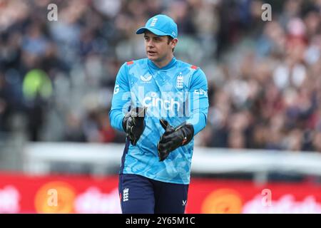 Chester Le Street, Großbritannien. September 2024. Jamie Smith aus England während des dritten Metro Bank One Day International Match England gegen Australien am 24. September 2024 in Chester-le-Street, Großbritannien (Foto: Mark Cosgrove/News Images) in Chester-le-Street, Großbritannien am 24. September 2024. (Foto: Mark Cosgrove/News Images/SIPA USA) Credit: SIPA USA/Alamy Live News Stockfoto