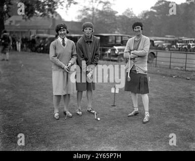 Die Damen Herbstgolf Four in Ranelagh. Von links nach rechts :- Miss Wanda Morgan , Miss Diana Fishwick und Miss Dorothy Pimm . 1929 Stockfoto