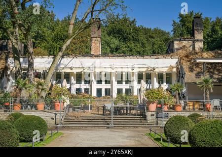 Ruine, ausgebranntes Teehaus, Englischer Garten, Park, großer Tiergarten, Tiergarten, Mitte, Berlin, Deutschland *** Ruine, ausgebranntes Teehaus, englischer Garten, Park, großer Tiergarten, Tiergarten, Mitte, Berlin, Deutschland Stockfoto
