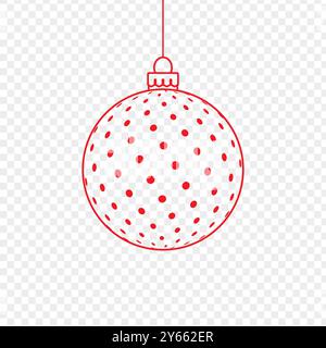 Vektorillustration der roten Weihnachtskugel auf transparentem Hintergrund Stock Vektor
