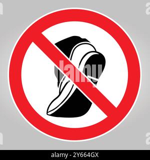 Ein Warnschild mit einem Verbotssymbol für Flipflops zur Gewährleistung der Sicherheit in öffentlichen Räumen. Ideal für Regeln und Regelungskontexte. Stock Vektor