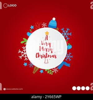 Vektor-Illustration der Vorlage für den Feed „Frohe Weihnachten“ in sozialen Medien Stock Vektor