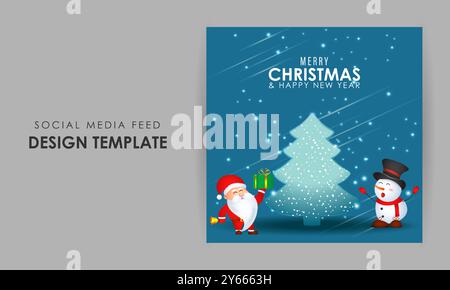 Vektor-Illustration der Vorlage für den Feed „Frohe Weihnachten“ in sozialen Medien Stock Vektor