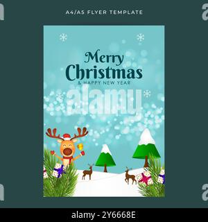 Vektor-Illustration der Vorlage „Merry Christmas Social Media Feed A4“ Stock Vektor
