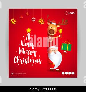 Vektor-Illustration der Vorlage für den Feed „Frohe Weihnachten“ in sozialen Medien Stock Vektor