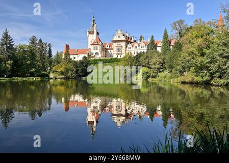 Pruhonice Park und Schlosskomplex, nationales Kulturdenkmal und UNESCO-Weltkulturerbe, einer der schönsten Parks in Prag, Tschechische Republi Stockfoto