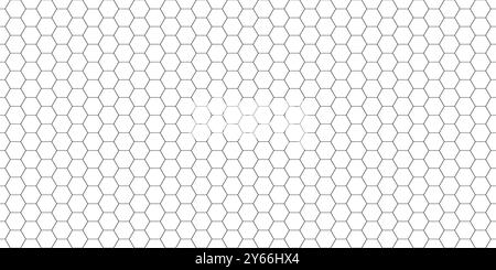 Geometrisches nahtloses Muster. Sich wiederholendes sechseckiges Gitter. Wiederholte schwarze Waben isoliert auf weißem Hintergrund. Moderne abstrakte, sechseckige Muster Stock Vektor