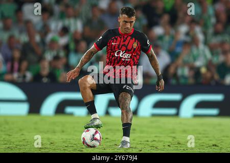 Sevilla, Spanien. September 2024. Antonio Sanchez von RCD Mallorca spielte während des La Liga EA Sports Matches zwischen Real Betis und RCD Mallorca am 23. September 2024 im Benito Villamarin Stadion in Sevilla. (Foto: Antonio Pozo/PRESSINPHOTO) Credit: PRESSINPHOTO SPORTS AGENCY/Alamy Live News Stockfoto