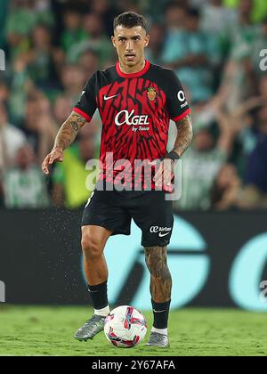 Sevilla, Spanien. September 2024. Antonio Sanchez von RCD Mallorca spielte während des La Liga EA Sports Matches zwischen Real Betis und RCD Mallorca am 23. September 2024 im Benito Villamarin Stadion in Sevilla. (Foto: Antonio Pozo/PRESSINPHOTO) Credit: PRESSINPHOTO SPORTS AGENCY/Alamy Live News Stockfoto