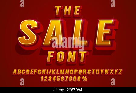 Verkauf Schriftsatz Sammlung, Buchstaben und Zahlen Symbol. Vektorgrafik Stock Vektor