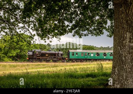 BR 'Class 2' 2-6-2 Nr. 41313 nähert sich Groombridge an der Spa Valley Railway, East Sussex Stockfoto