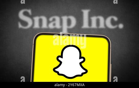 Snatchat-App wird auf dem Smartphone angezeigt Stockfoto