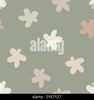 Niedlicher, naiver Hintergrund mit Sternenmuster. Geschlechtsneutrale Farbhintergründe mit Sternen. Einfache, organische handgezeichnete Himmelsformen. Boho wiederholen für Stock Vektor