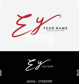 E, Y, EY Anfangsbuchstabe Logo. Handgeschriebenes Logo mit EY-Schriftzug Stock Vektor