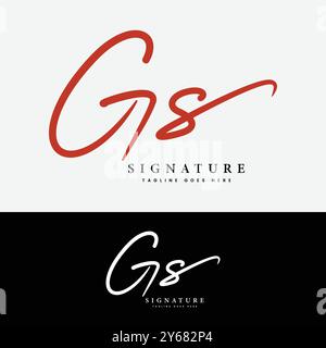 G, S, GS Anfangsbuchstabe Logo. Handgeschriebenes GS-Signatur-Logo mit Buchstabe Stock Vektor