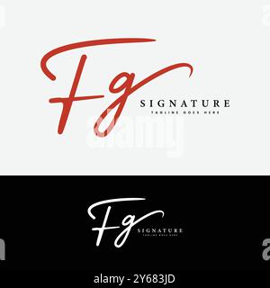 F, G, FG Anfangsbuchstabe Logo. Handgeschriebenes FG Signature-Logo mit Alphabet Stock Vektor