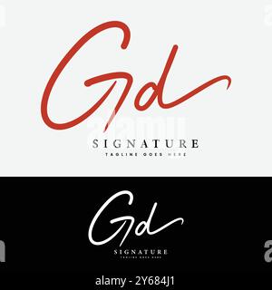 G, D, GD Anfangsbuchstabe Logo. Handgeschriebenes Signature-Logo mit Buchstabe GD Stock Vektor