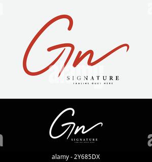 G, N, GN Anfangsbuchstabe Logo. Handgeschriebenes GN Signature-Logo mit Alphabet Stock Vektor