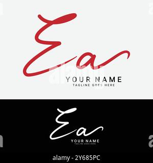 E, A, EA Initial Letter Logo. Handgeschriebenes EA-Logo mit Buchstabe Stock Vektor