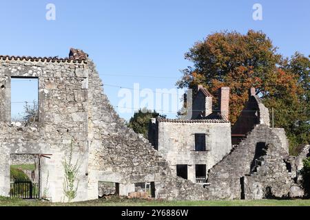 Zerstörte Dorf von Oradour Sur Glane im Juni 1944, Frankreich Stockfoto