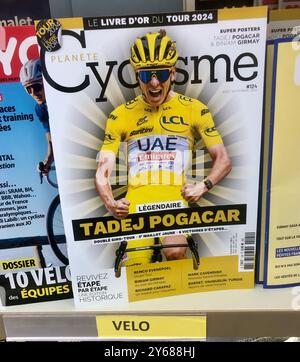 Eine Nahaufnahme des Radsportmagazins Planete Cyclisme. Stockfoto
