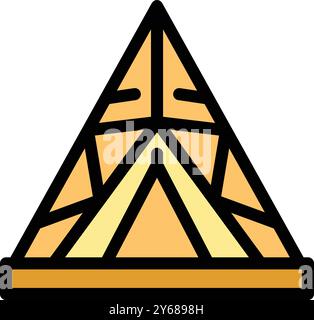 indianisches Tipi, das auf einer Holzplattform steht und den Eingang mit einem Stück Stoff bedeckt Stock Vektor